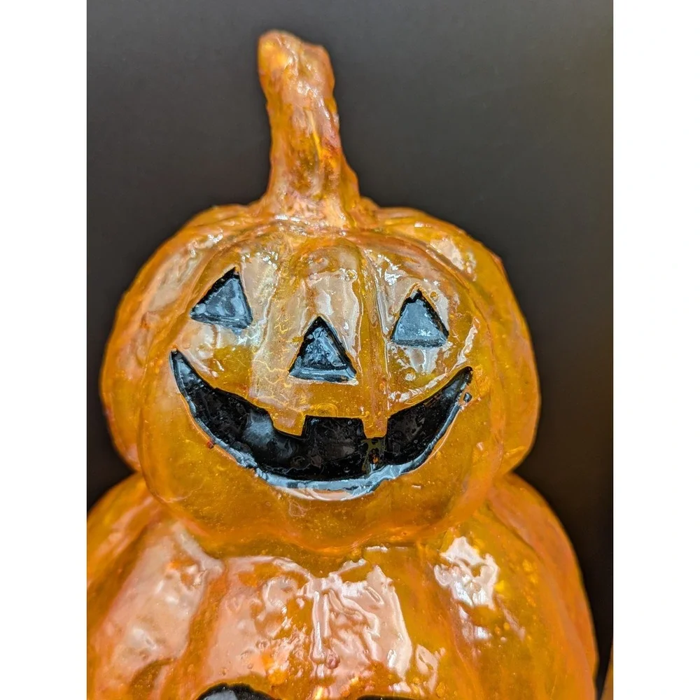VTG? Halloween Fiberglass Pumpkin Totem Lamp Light 16 in